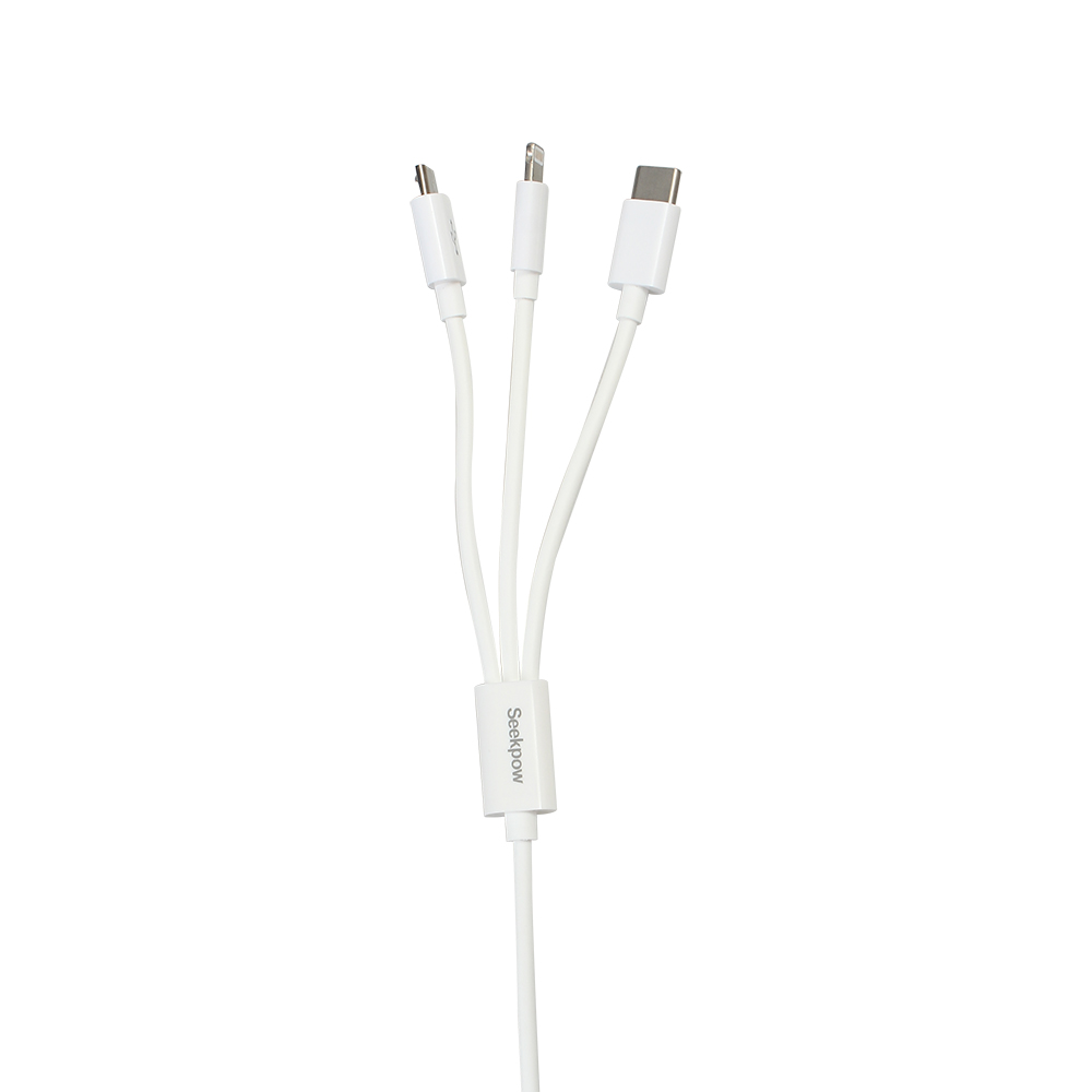 Seekpow USB cable,three in one multifunctional fast charging data cable for mobile phones Android/Apple/Types