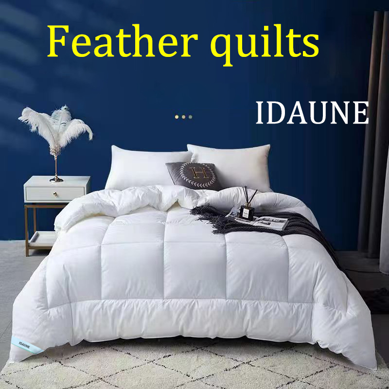 IDAUNE Feather Quilts,Goose Feather & Down Duvet Luxury Comforter Deluxe Quilt, Premium Quality, Super Soft, Warm and Cosy Feather Quilt for Hotel&Home
