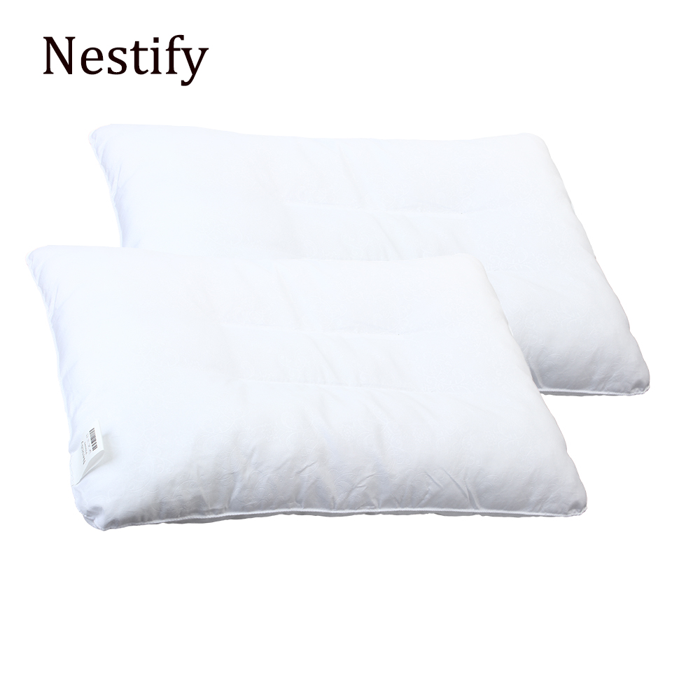 Nestify Pillows, 12 x 20 Inches 100% Cotton Soft Comfortable Pillow,Set of 2, Bedding Hotel Bed Pillow, for Back, Stomach or Side Sleepers