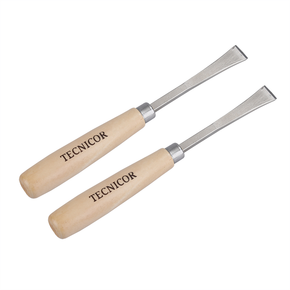 TECNICOR 2PCS High Speed Steel Lathe Chisel Wood Turning Tool With Wood Handle Woodworking Tool - V(1" roughing gouge)