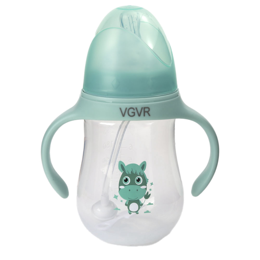 VGVR BABY BOTTLE BABY FEEDING GLASS,240ML NURSING BOTTLE FOR INFANT AND NEWBORN WITH SILICONE HANDLE