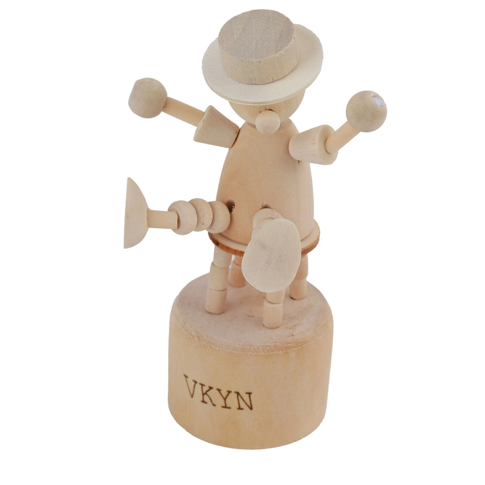 VKYN Wooden Artwork Home Desktop Ornaments, Movable Puppet Giraffe Dog Statue Crafts Toy Gifts,clown