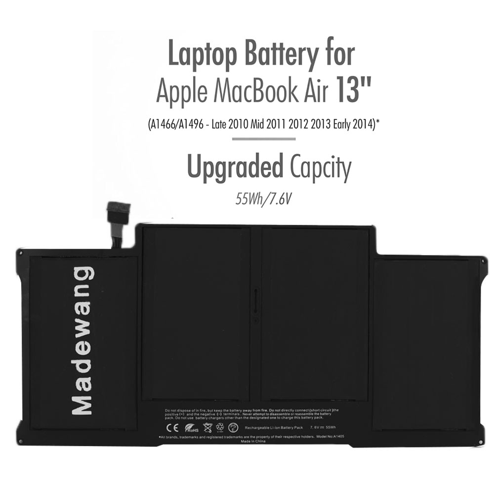 Madewang Batteries，Replacement Battery for Mac Book Air 13 inch A1466 A1369 Made in 2017, Early 2015, Early 2014, Mid 2013, Mid 2012, Mid 2011 and Late 2010, fits A1377 A1405 A1496