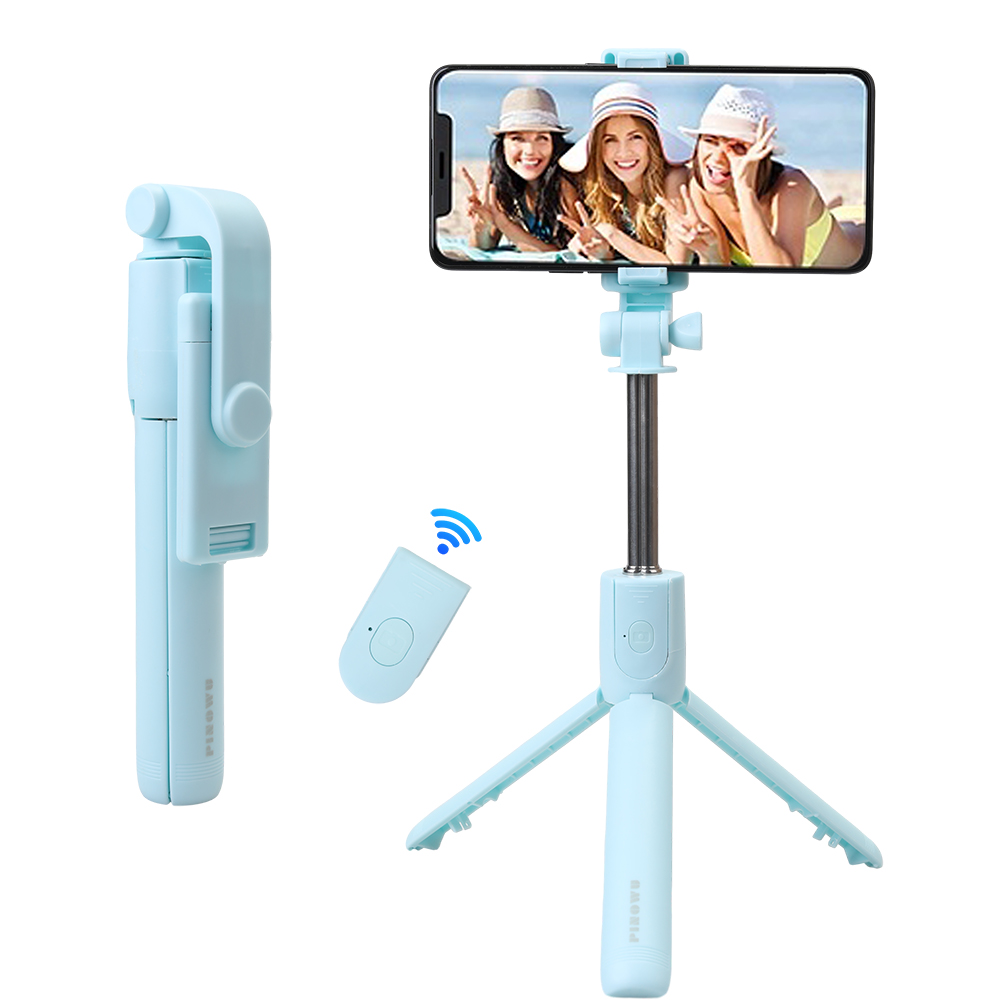 PINOWU Cell Phone Monopods, 3 IN 1 Telescopic Tripod Stand with Wireless Bluetooth Remote Shutter, Portable Tripod with Phone Holder, Compatible with iOS/Android.