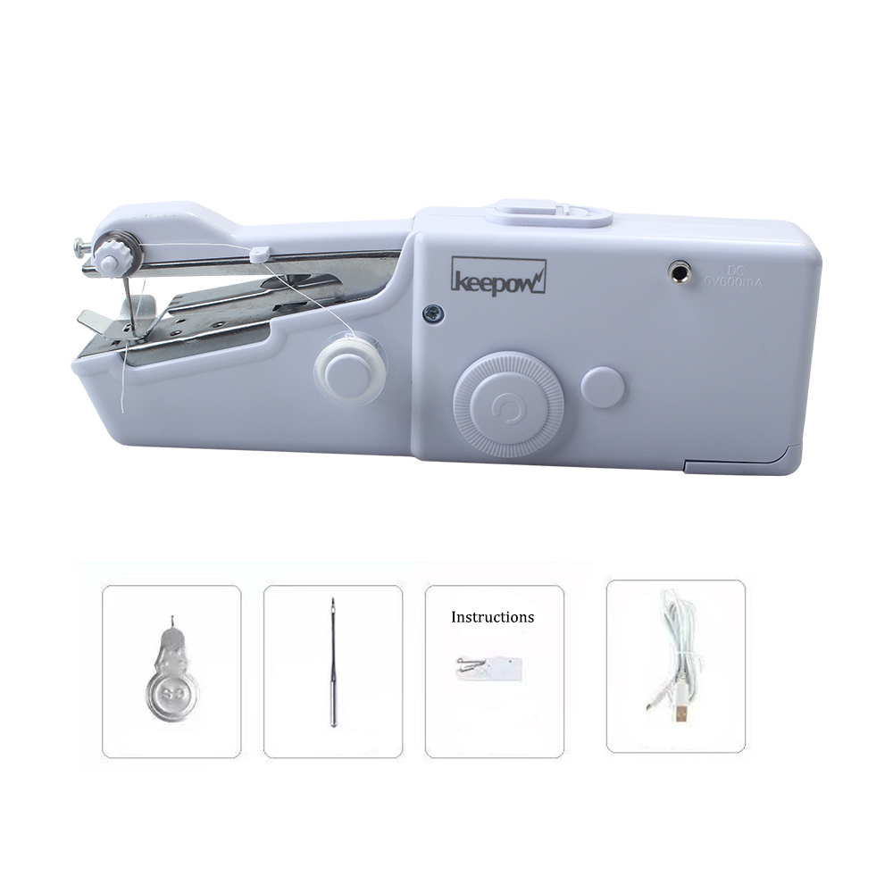 keepow Handheld Sewing Machines,Mini Quick Portable Sewing Machine Suitable for Home, Travel,DIY White