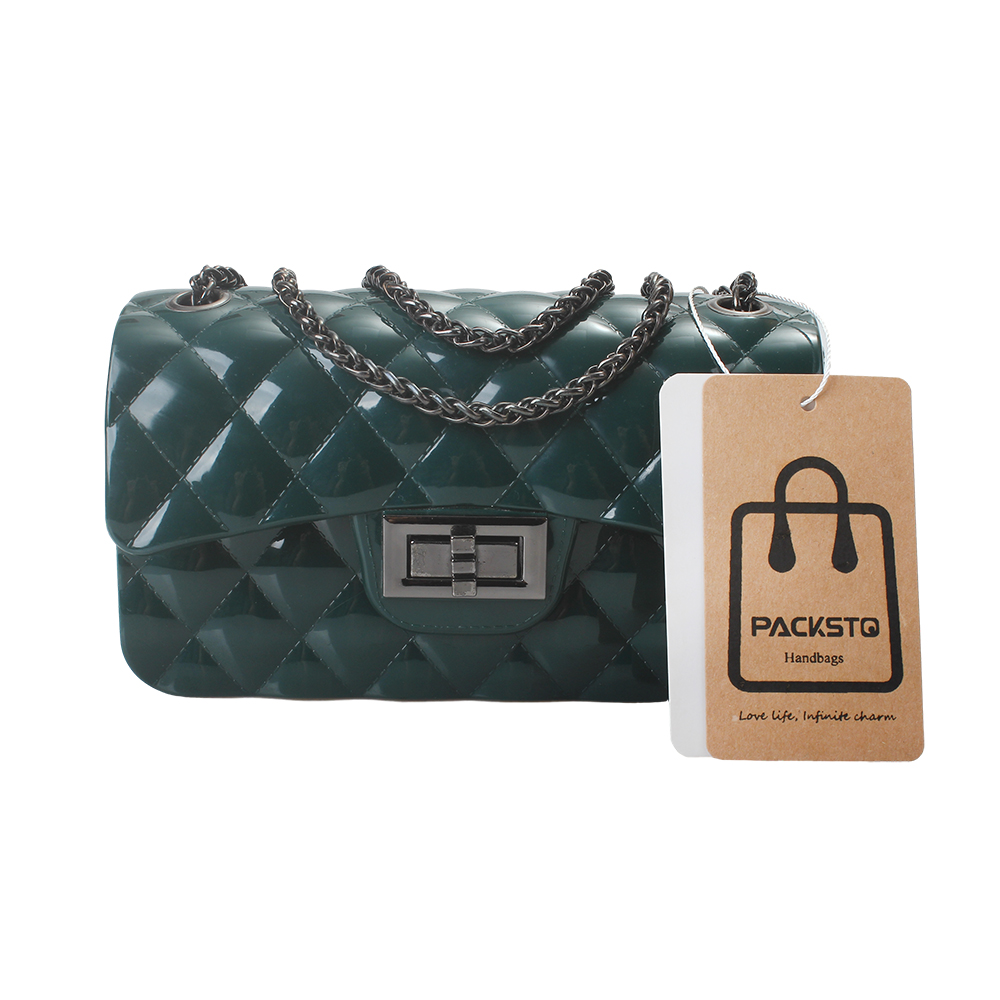 PACKSTO HANDBAGS,GIRL NEW FASHION LITTLE FRESH AND FRESH DIAMOND PLAID LADY BAG CHAIN BAG ,GREEN