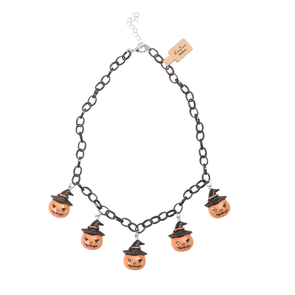 LIU JUN Necklaces,Halloween Creative Pumpkin Ghost Pendant, Collarbone Necklaces For Men And Women