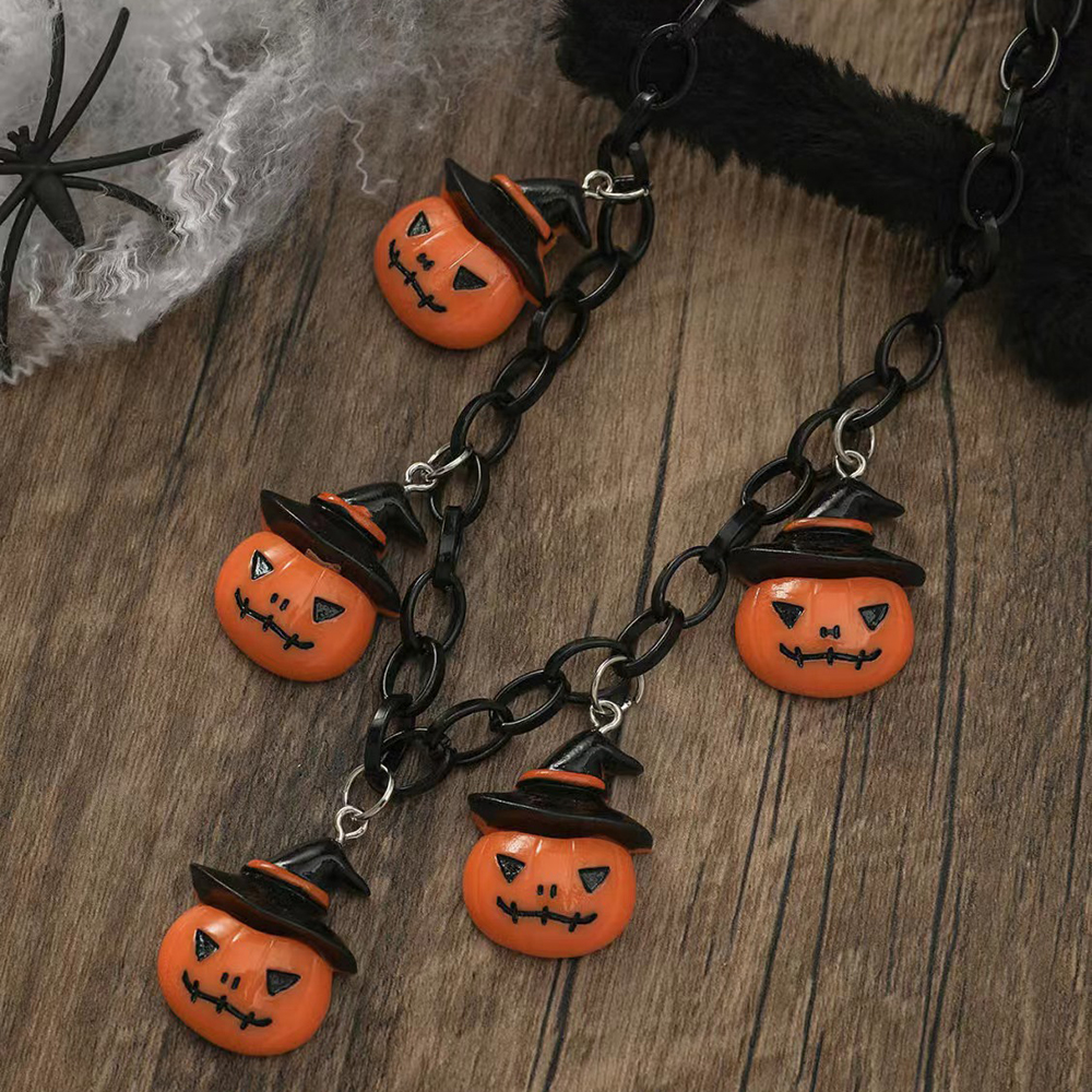 LIU JUN Necklaces,Halloween Creative Pumpkin Ghost Pendant, Collarbone Necklaces For Men And Women