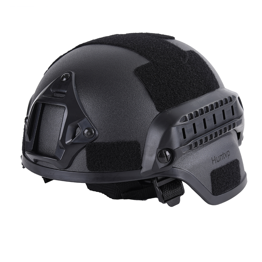 Huntvp Crash helmets，Airsoft Helmet,Paintball Helmet MICH 2001 Action Version Tactical Helmet with NVG Mount and Side Rails（Black)