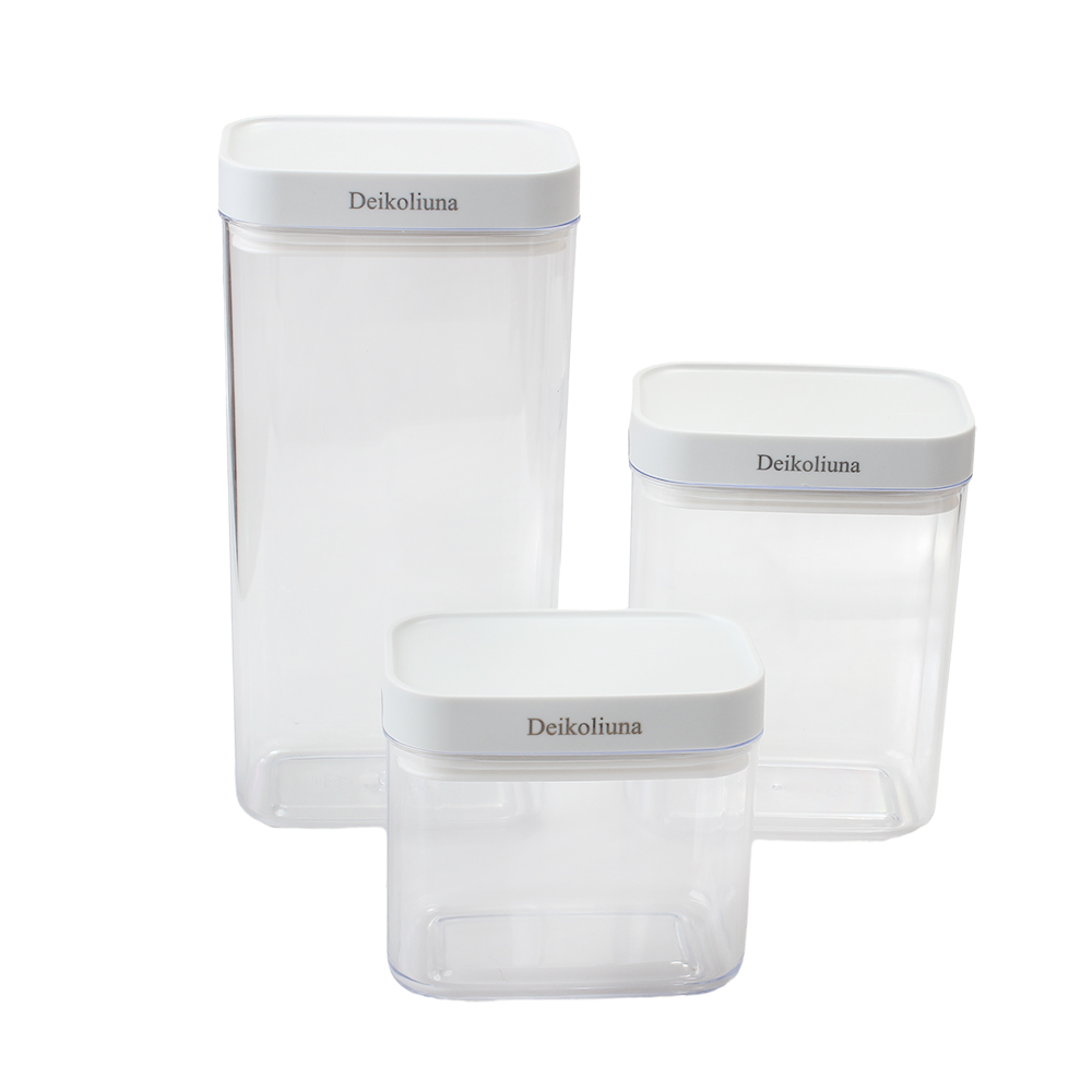 Deikoliuna 3PCS Kitchen Storage Containers, Airtight Food Storage Containers for Cereal, Rice, Flour and Sugar Containers