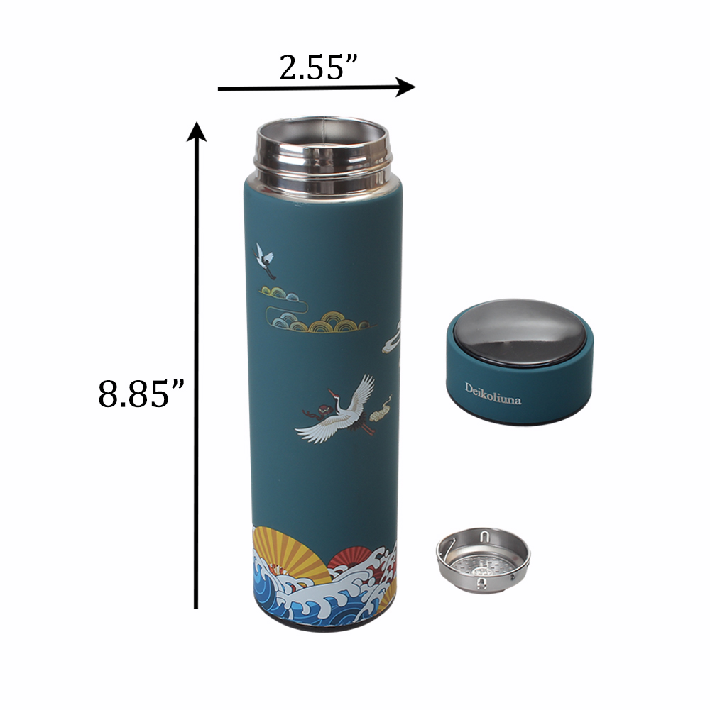 Deikoliuna Style Stainless Steel Insulated mugs 16.9oz, Travel Mug, Smart Water Cup with Digital Temperature Display