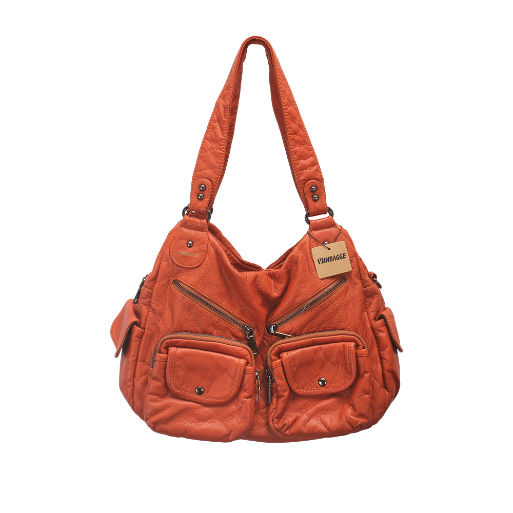 VINBAGGE Handbag Trendy Spicy Girl Shoulder Bag Tote Bag Large Capacity PU Leather Material Handbag