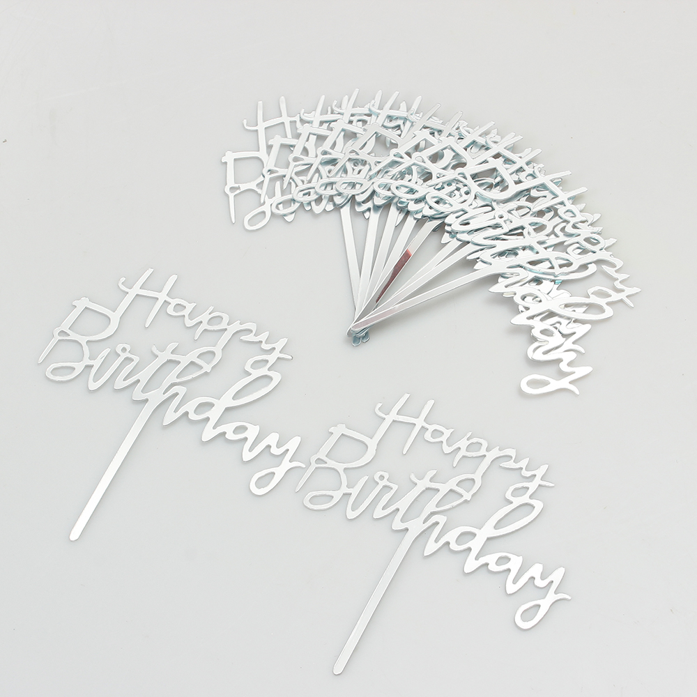 XUNMA Cake Toppers of Glass,10Pcs Happy Birthday Cake Toppers for Birthday Decor, Birthday Supplies, Party Supplies, Party Decor, Cake Decor
