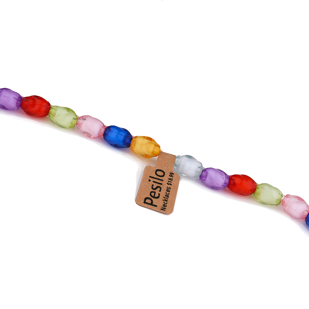 PESILO NECKLACES,MULTI-COLOR FACETED CRYSTAL NECKLACE WOMEN GEMSTONE NECKLACE 18"