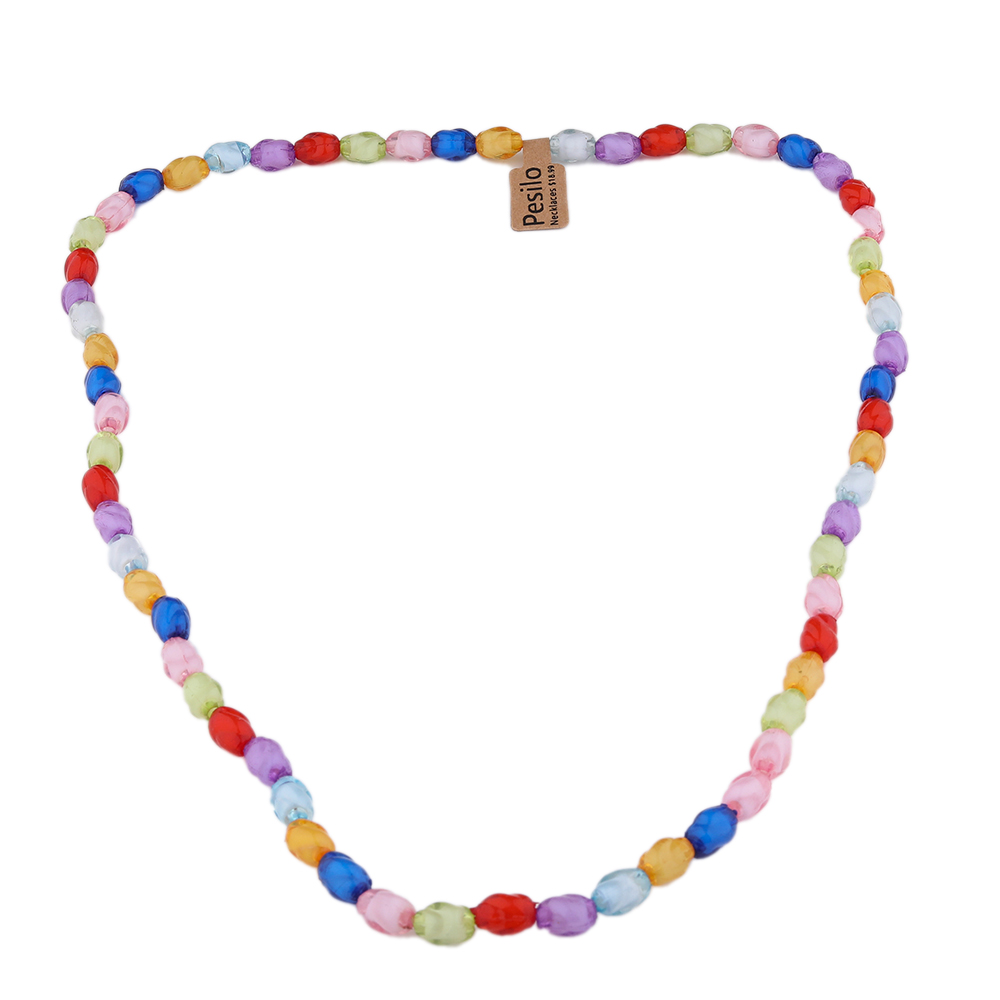 PESILO NECKLACES,MULTI-COLOR FACETED CRYSTAL NECKLACE WOMEN GEMSTONE NECKLACE 18"