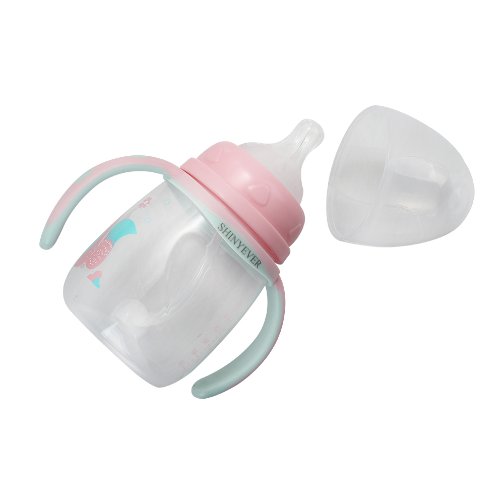 SHINYEVER 180ml Baby feeding bottle, BPA free, fall resistant, wide caliber with straw handle