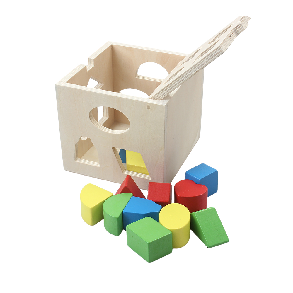 Everbigmai Toy building blocks, intelligence toys, matching shapes, thirteen hole wooden toy building blocks