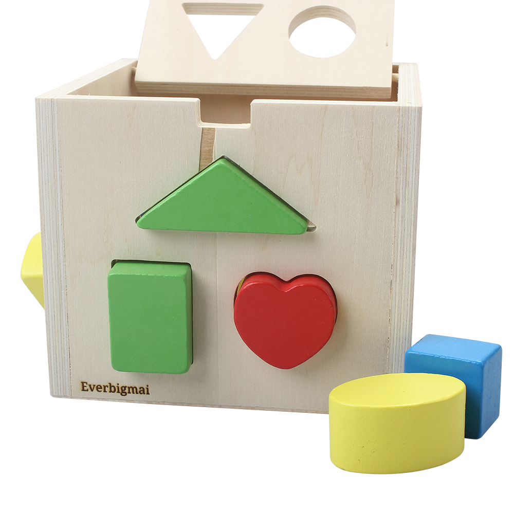 Everbigmai Toy building blocks, intelligence toys, matching shapes, thirteen hole wooden toy building blocks