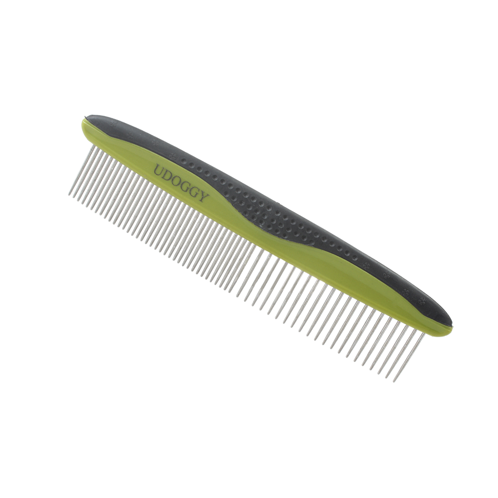 UDOGGY Pet comb, Portable 2-in-1 Stainless Steel Grooming Comb for Small, Medium & Large Pets