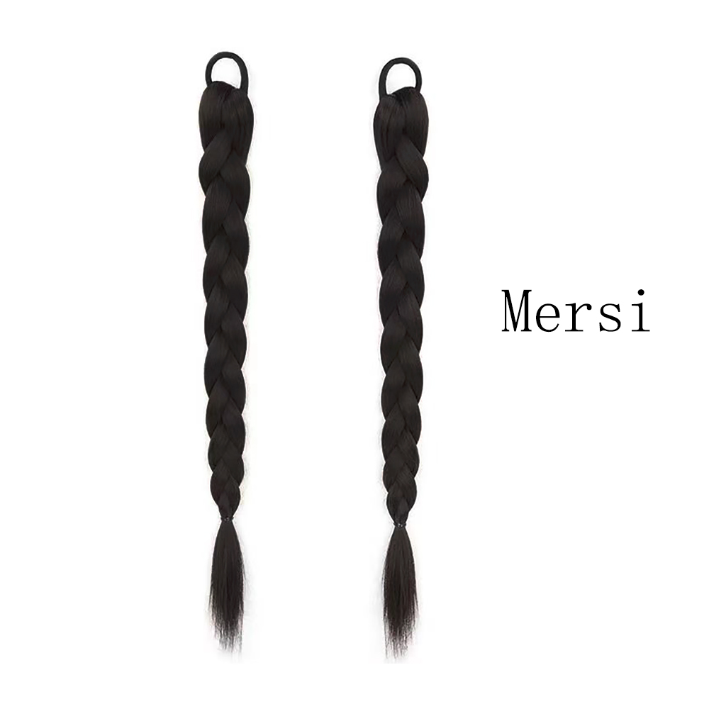 Mersi Fake hair, 2PCS Long Braided Ponytail Extension for Women with Hair Tie rubber band,for Women Daily Wear