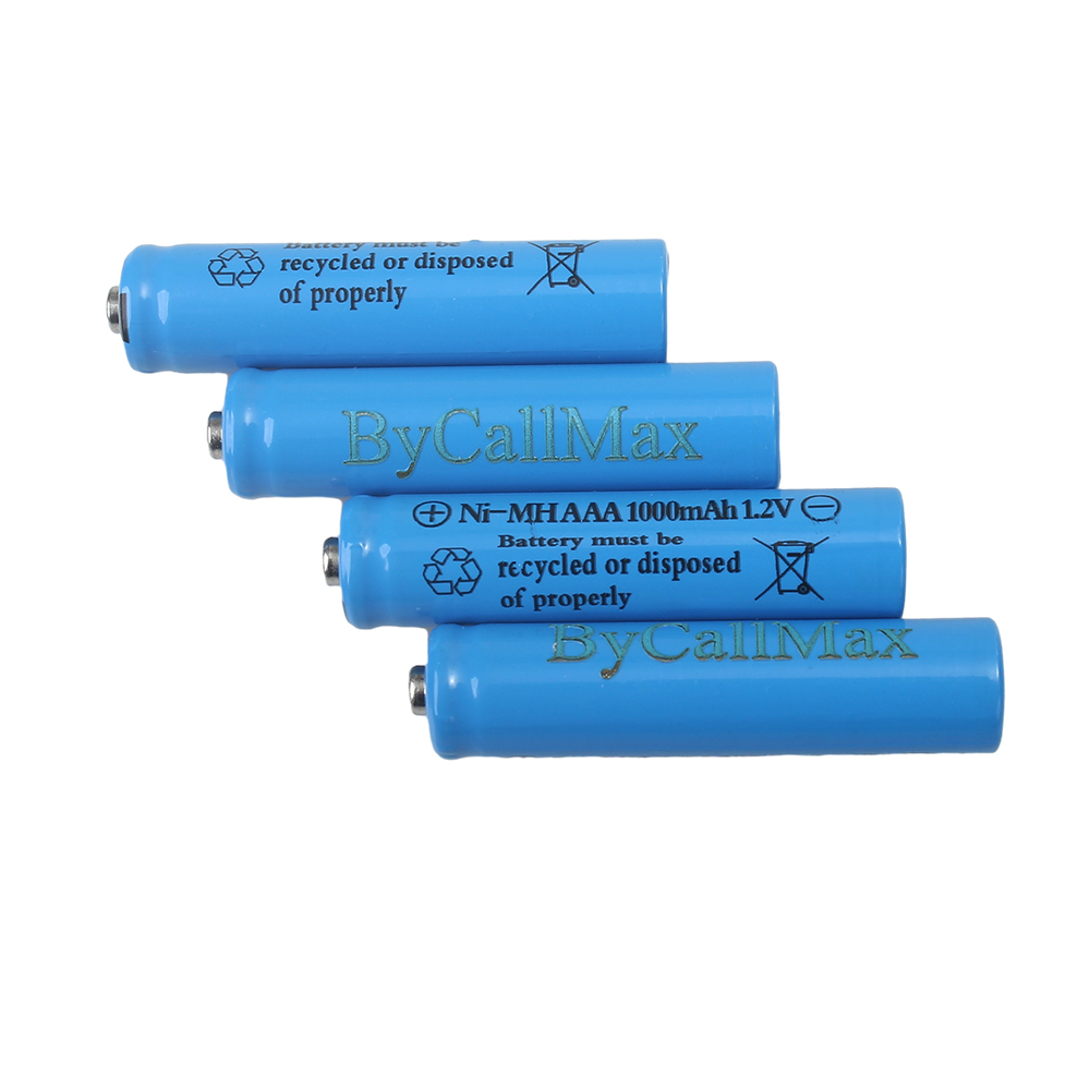 ByCallMax Rechargeable electric batteries,4Pcs Ni-MH AAA 1000mAh 1.2v Batteries with Charger,USB Fast Charging, Independent Slot