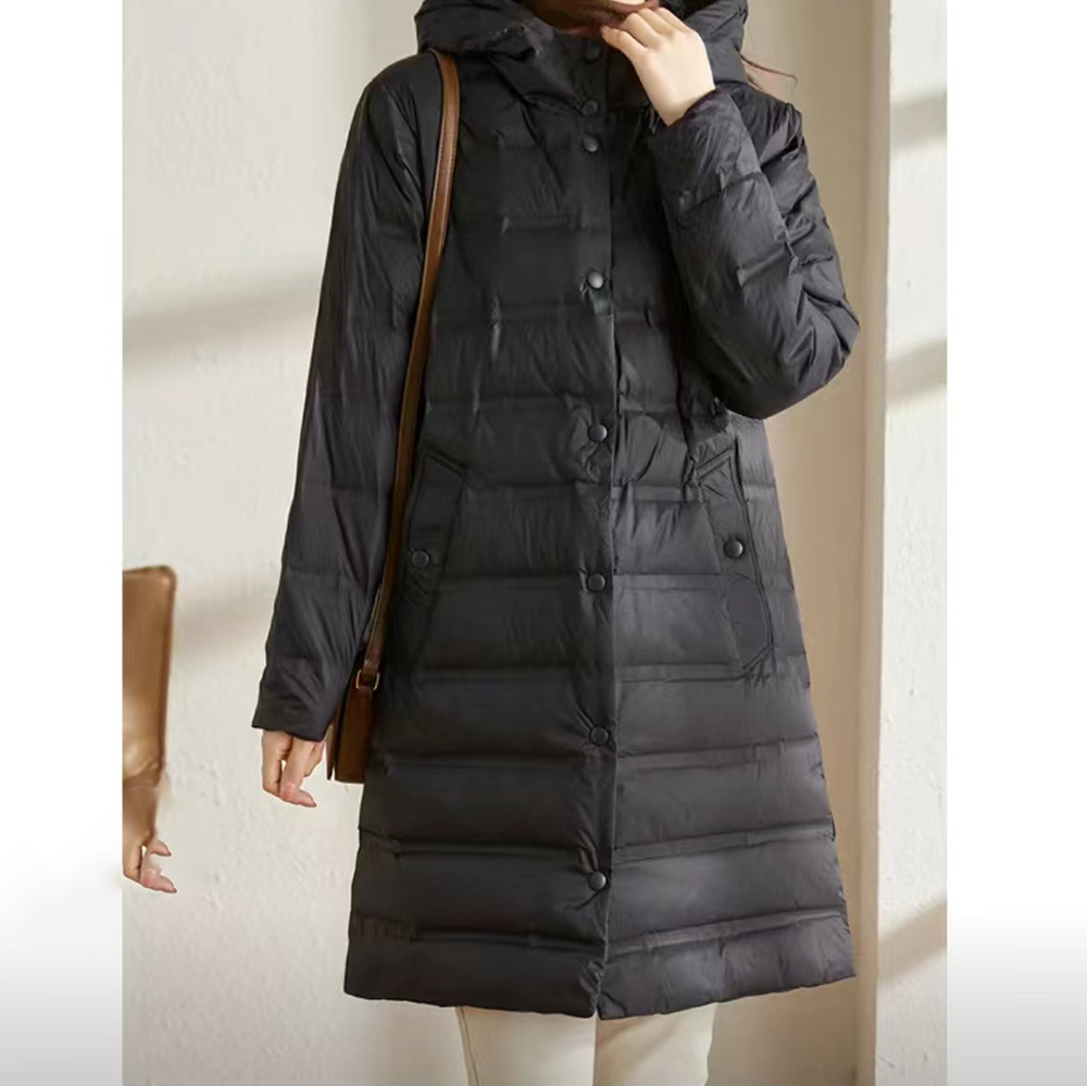 MACYSUN Women's Wind coats,Long Winter Coat Warm Puffer, Long Slim Down Jacket with hat
