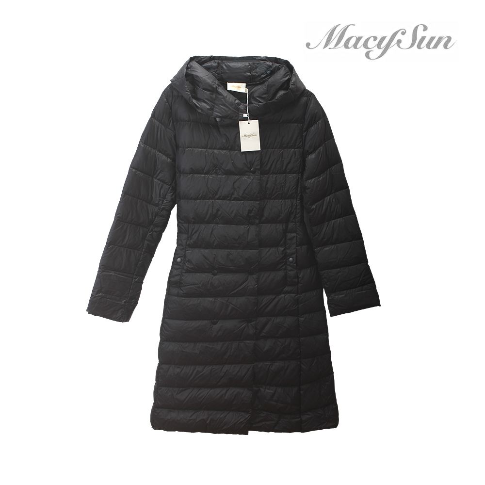 MACYSUN Women's Wind coats,Long Winter Coat Warm Puffer, Long Slim Down Jacket with hat