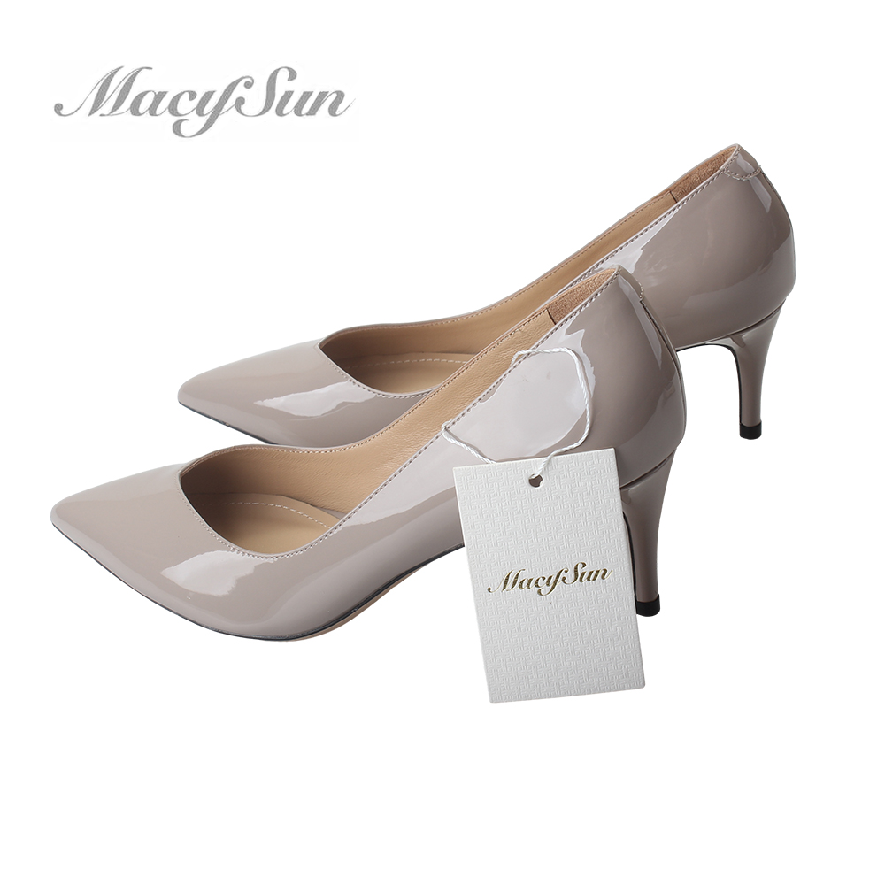 MACYSUN Footwear,Women's Pointed Toe High Heels, Solid Color Patent Leather Soft Sole Slip On Pumps, Office OL Style Stiletto Heels,Dress Shoes