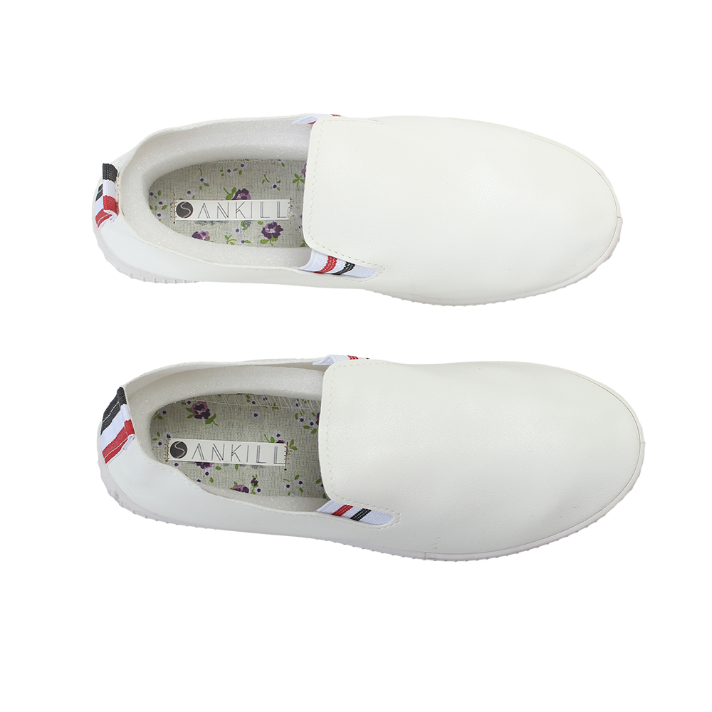 SANKILL Small white shoes, thin and versatile, breathable sports flat shoes, soft soled women's shoes