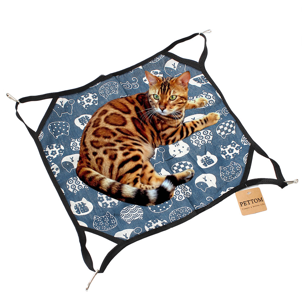 PETTOM Pet hammocks,for Cat Pet Summer Sleep Rest Fabric Bed Mat Hammock 100% Polyester