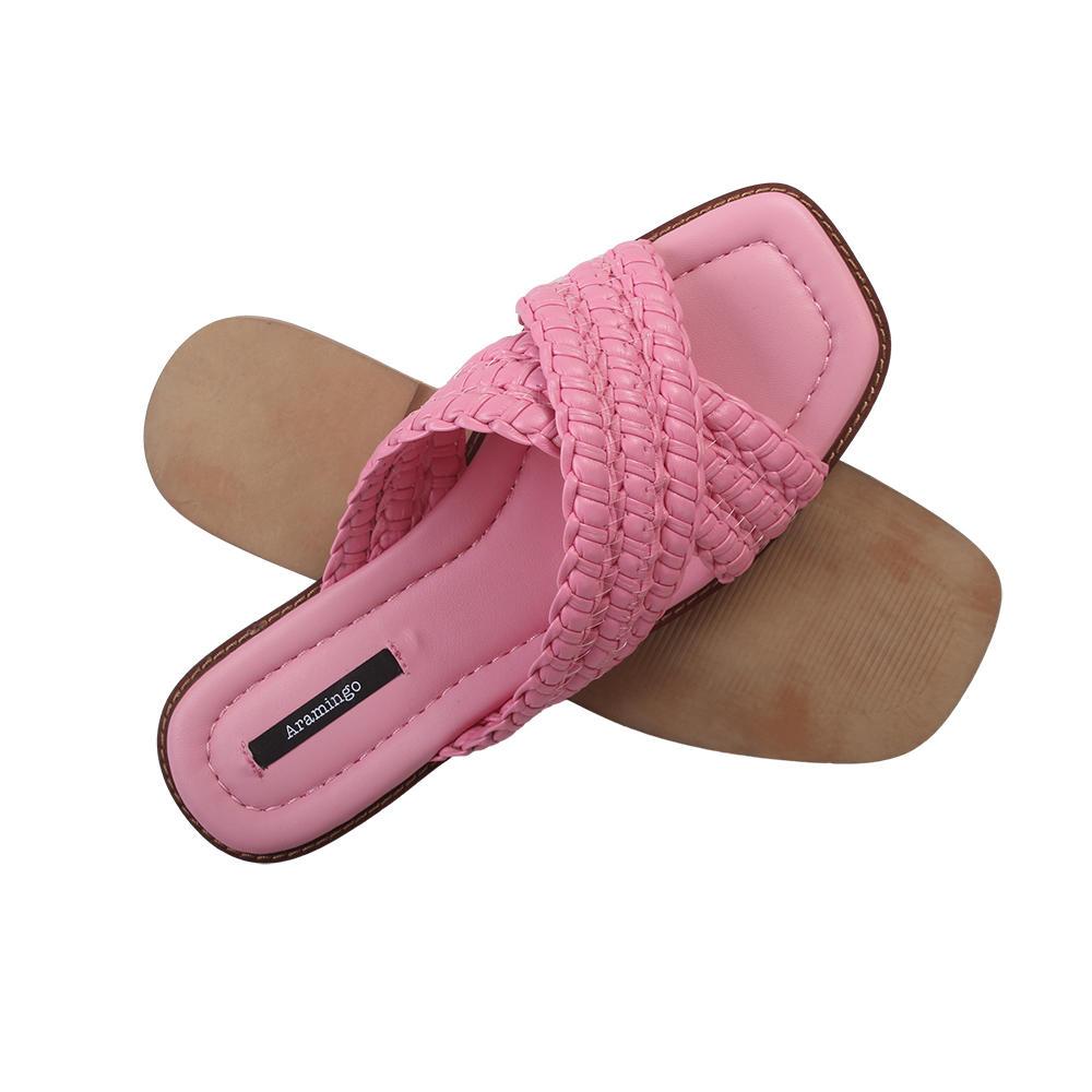 Aramingo Women's Slippers, Indoors Outdoors Bathroom Beach Pink Non-Slip Flat Bottomed Slippers