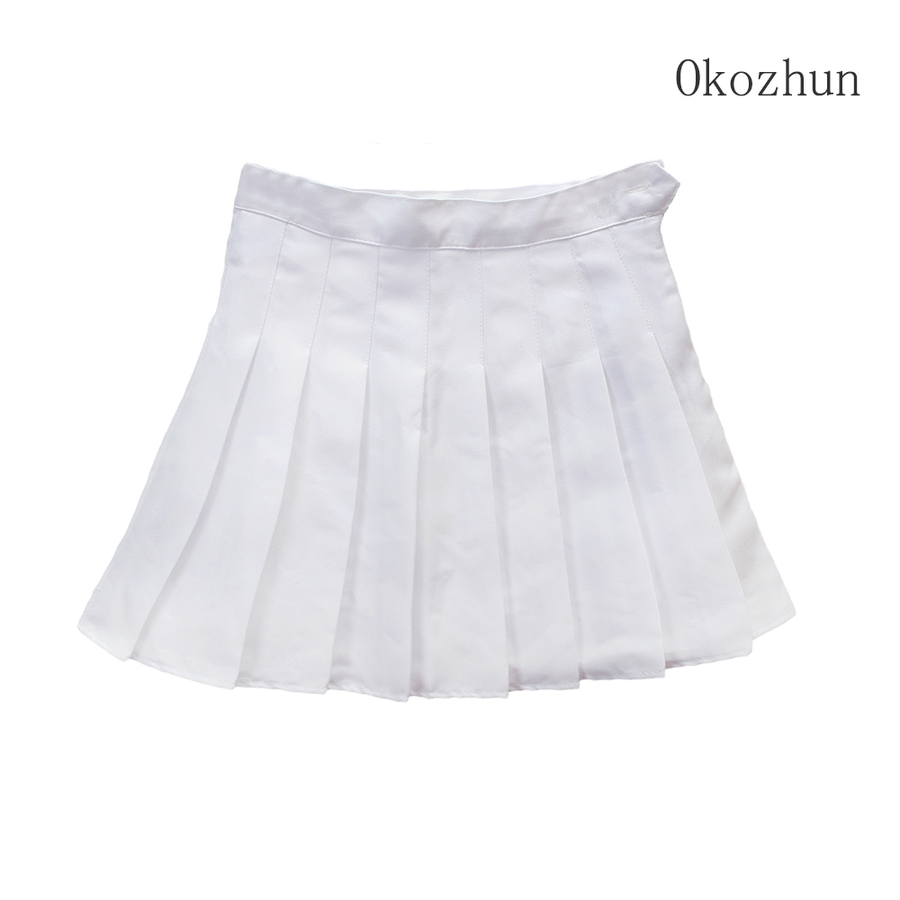 Okozhun Skirt pleated skirt white half skirt A-line mini skirt