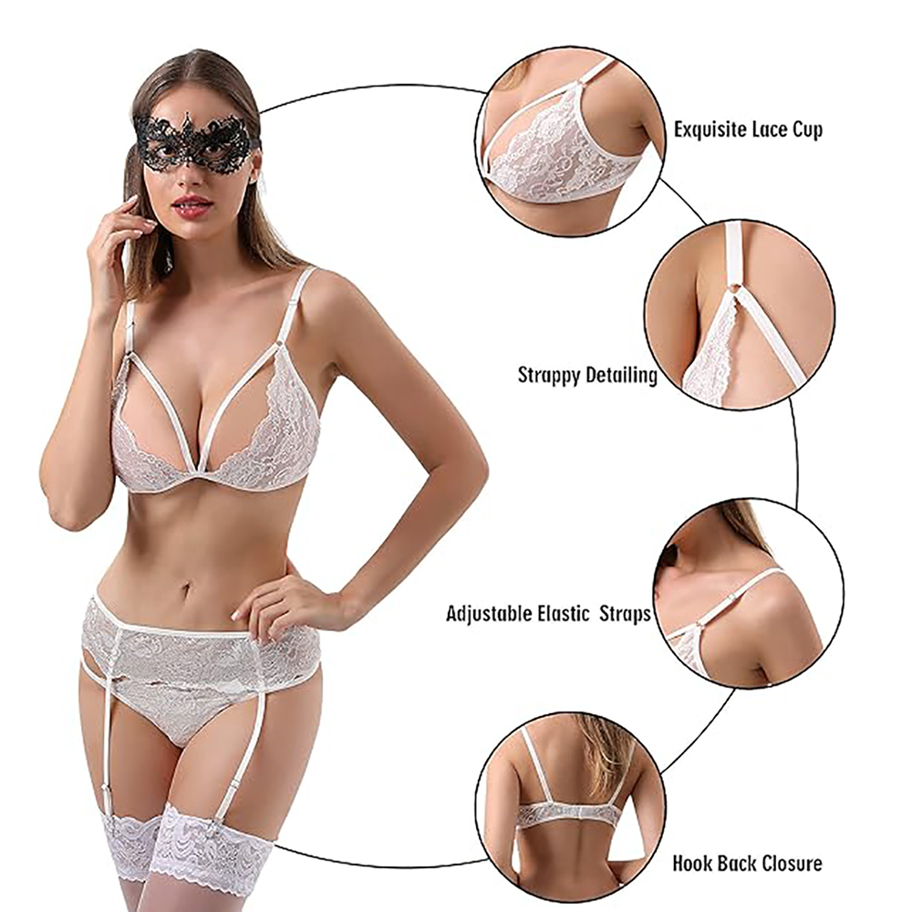 Gigkik Women's two-piece lingerie set, featuring sexy lace mesh ultra-thin breathable underwear