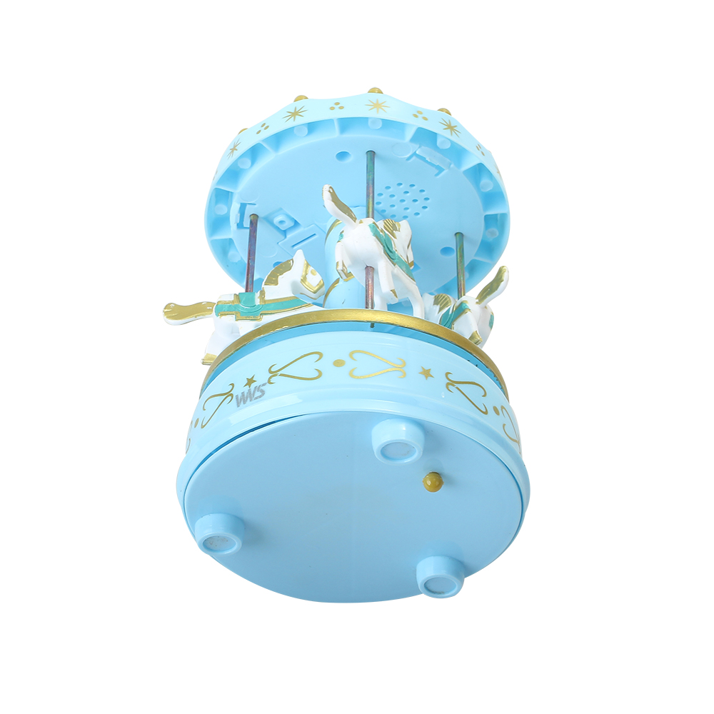 WWS Toy music box, carousel decorative ornament, blue illuminated children's music box