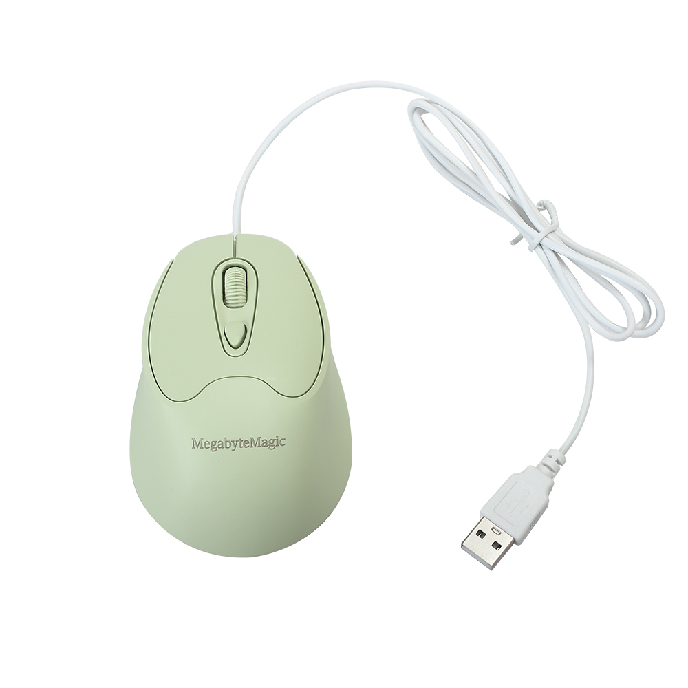 MegabyteMagic Computer mouse,USB wired silent mouse for desktop/laptop (Green)