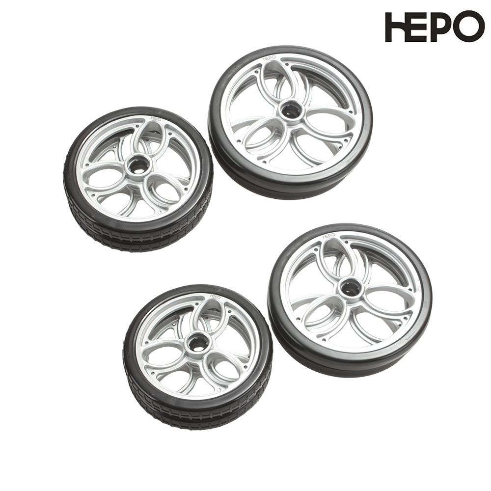 HEPO Casters for shopping trolleys, lightweight trolleys Set,Suitable for Folding Rolling trolleys(Front Wheels 10 Inches-2pcs, Rear Wheels 8 Inches-2pcs)
