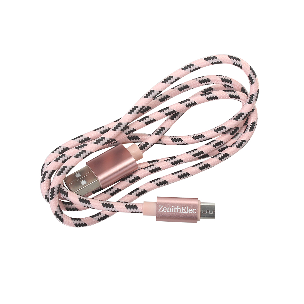 ZenithElec USB data cable,3.3FT/6FT Android system nylon rope woven coral stripe data cable