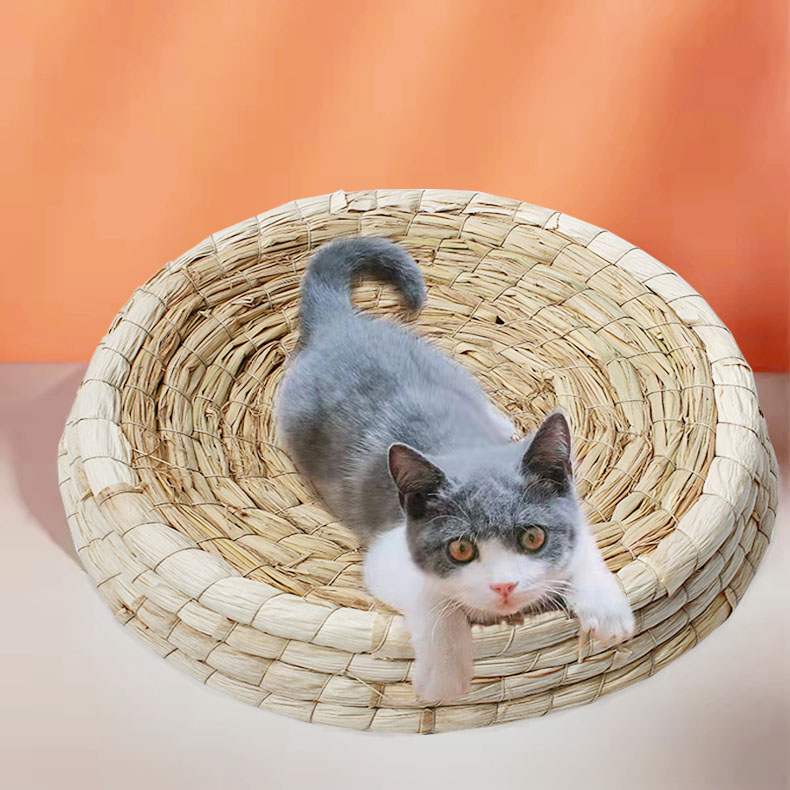 Aboutabed grinding claw straw woven cat scratch board cat bed woven baby cat grass nest