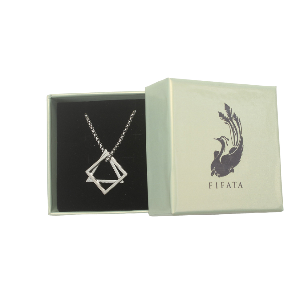 FIFATA Stainless Steel Two-in-One Geometric Square Necklace,Fashion Accessory Necklace, Not Easy to Fade,Waterproof and Durable