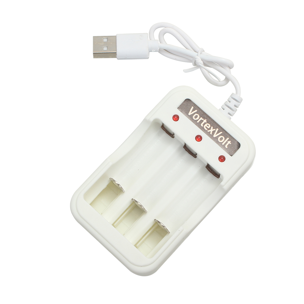 VortexVolt Battery charge devices, USB Input 3 Independent Slot,Battery Chargers for AA AAA Ni-MH Rechargeable Batteries