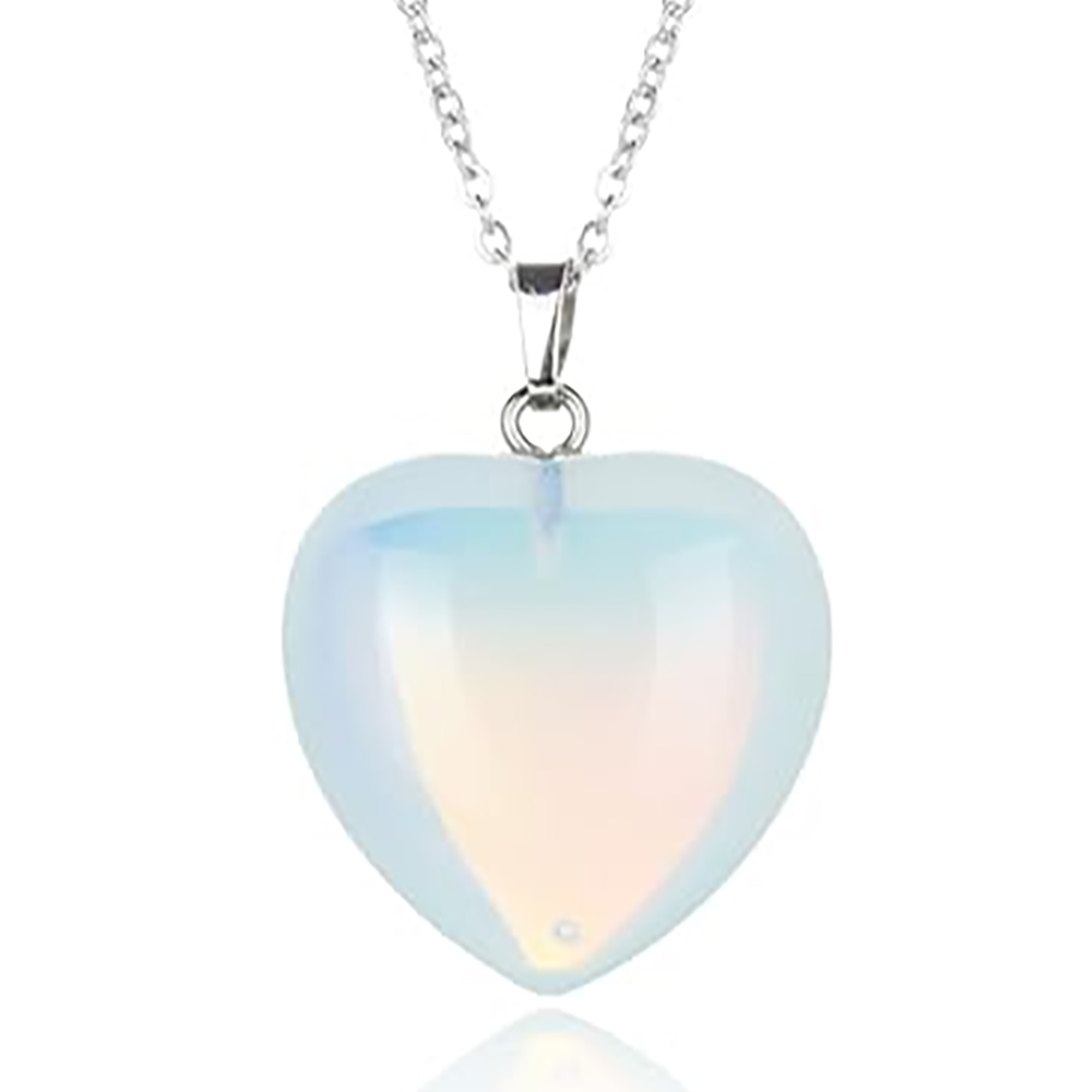 BIBOMK Pendant, Heart Crystal Stone Pendant Gemstone Jewelry for Women Girls Girlfriend Wife