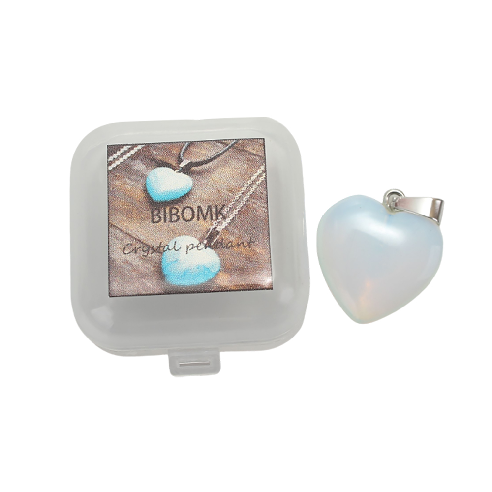 BIBOMK Pendant, Heart Crystal Stone Pendant Gemstone Jewelry for Women Girls Girlfriend Wife
