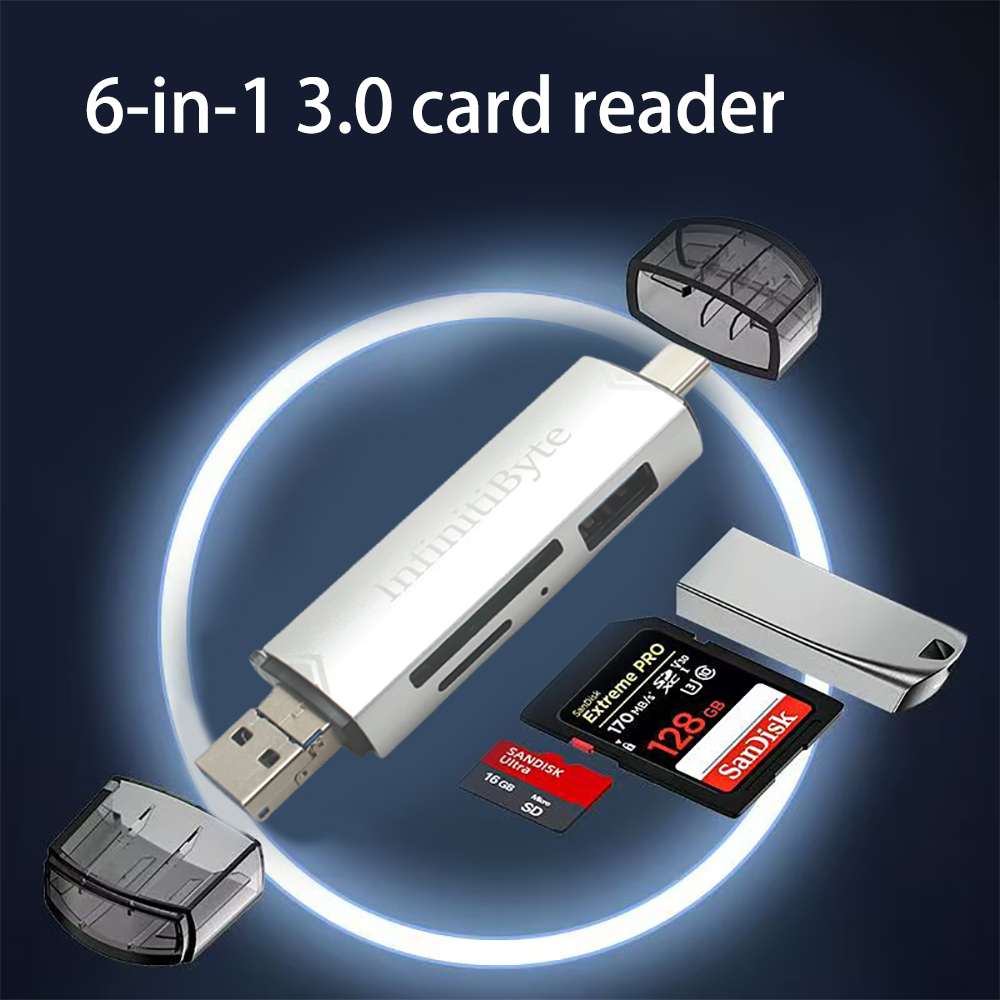 InfinitiByte Memory card readers,Typec high-speed USB 3.0 reading SD/TF dual-purpose multifunctional card reader available on mobile phones and computers