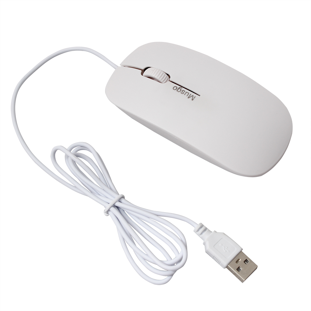 Musgo Computer mouse,Wired USB Optical Mouse For Windows OS/Mac iOS PC Laptop Desktop Scroll Wheel white Mice