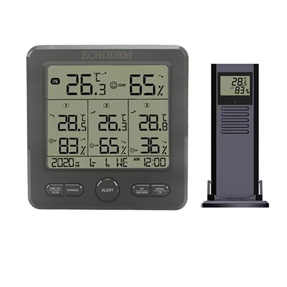 ECHODRM Digital clock, multifunctional display clock, can measure temperature, electronic temperature and humidity clock