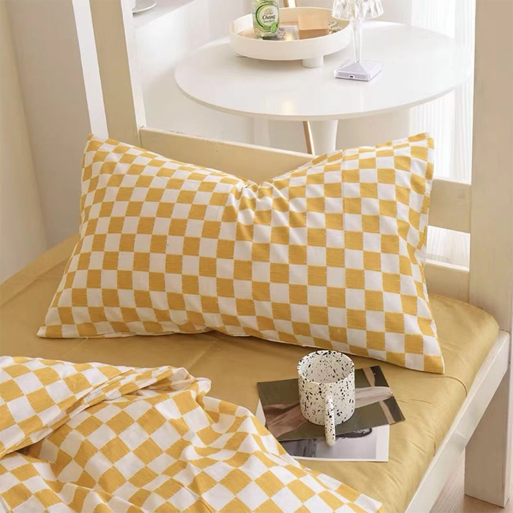 Pillow Cases Set of 2, Yellow White Gingham Design Pillowcase for Sofa Bedroom Bed (20"x30")