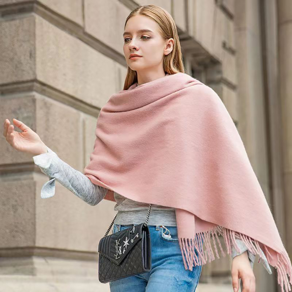 beizhou Scarves,imitation cashmere solid color tassel versatile warm shawl scarf