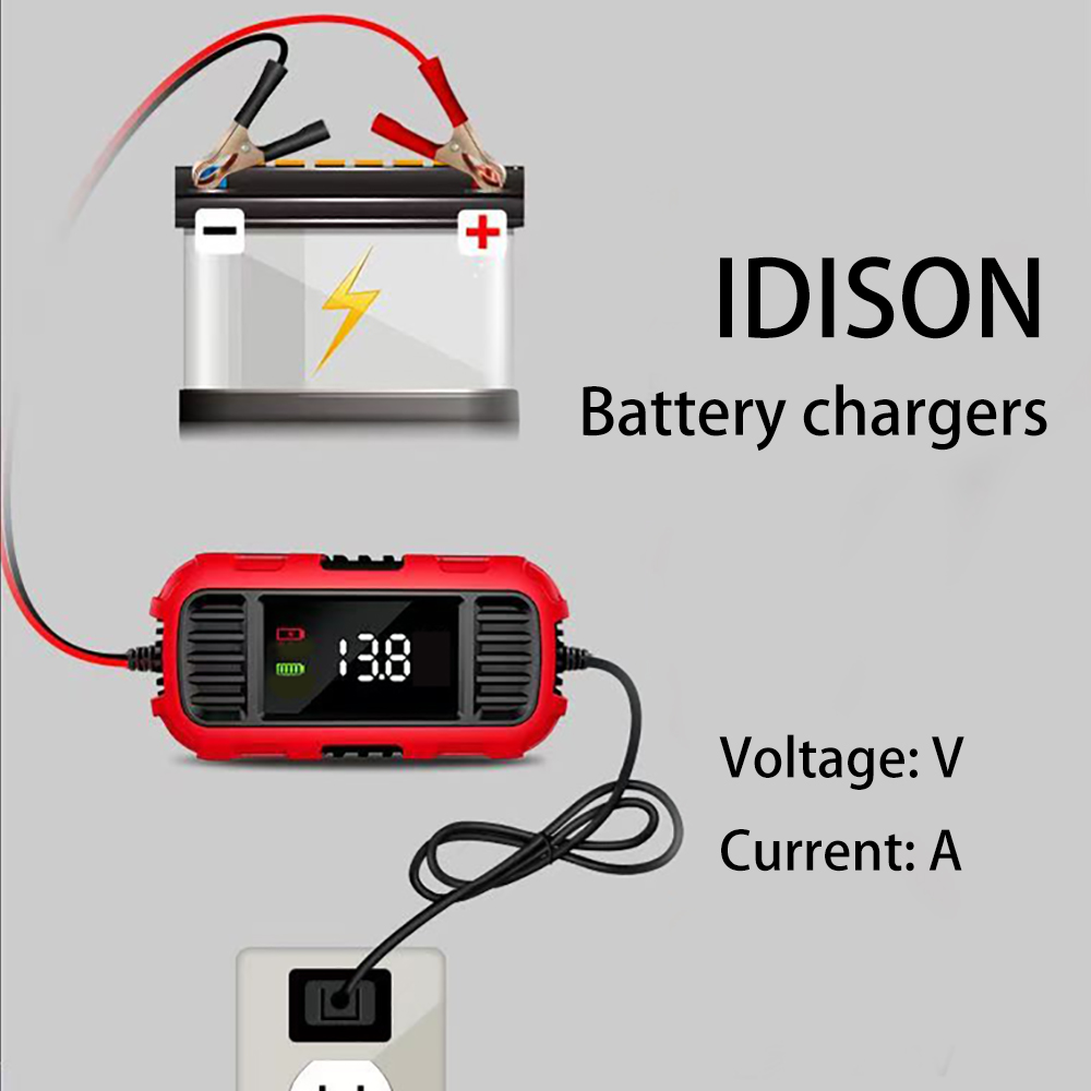 IDISON Battery Charger Motorcycle Battery Charger 12V Battery Automatic Universal Charger