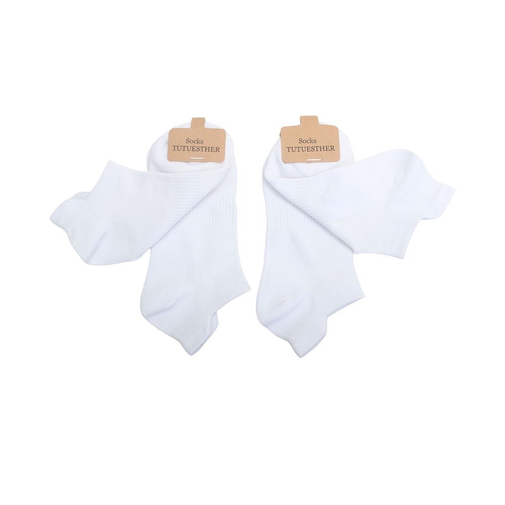 TUTUESTHER 2 Pairs Pure Cotton Socks,White, Summer Thin, Comfortable Breathable,Short Socks