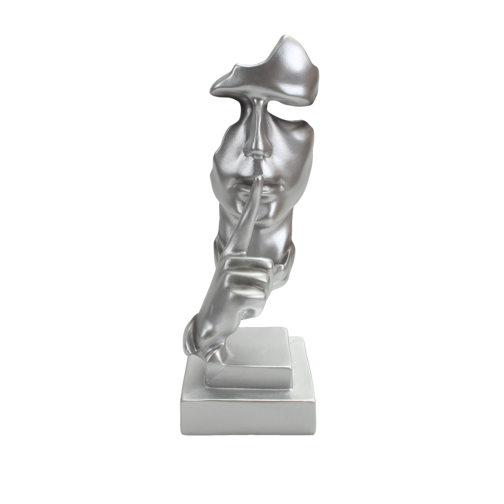 ESON HOME Cold Cast Resin Figurines ,12.2" Statue Abstract Art Figurine for Home Office Bookshelf Desktop Decor Accent,Silver